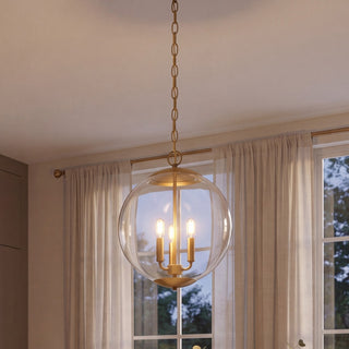 Mpend Three Light Pendant in Natural Brass