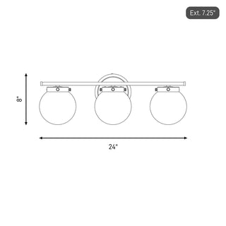 Mbath Three Light Bathroom Vanity in Brushed Nickel