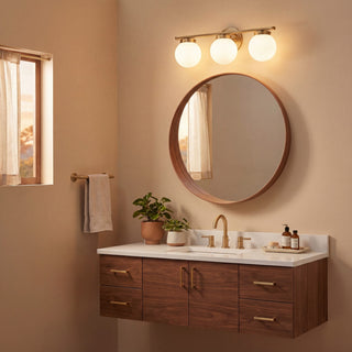 Mbath Three Light Bathroom Vanity in Natural Brass
