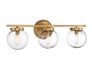 Mbath Three Light Bathroom Vanity in Natural Brass