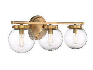 Mbath Three Light Bathroom Vanity in Natural Brass