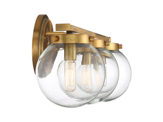 Mbath Three Light Bathroom Vanity in Natural Brass