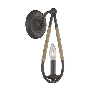 Mscon One Light Wall Sconce in Rusty Nail with Rope