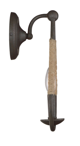 Mscon One Light Wall Sconce in Rusty Nail with Rope