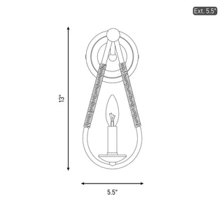 Mscon One Light Wall Sconce in Rusty Nail with Rope
