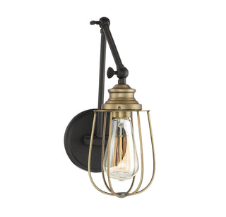 Mscon One Light Wall Sconce in Oil Rubbed Bronze with Natural Brass