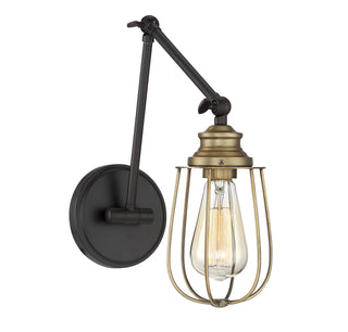 Mscon One Light Wall Sconce in Oil Rubbed Bronze with Natural Brass