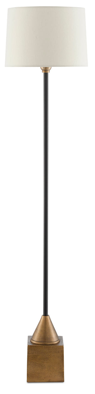 Keeler One Light Floor Lamp in Antique Brass/Black