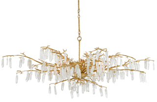Forest Dawn Eight Light Chandelier in Washed Lucerne Gold/Natural
