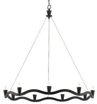 Serpentina Nine Light Chandelier in Antique Black