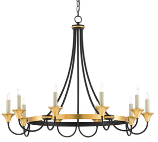 Hanlon Ten Light Chandelier in Contemporary Gold Leaf/Washed Black
