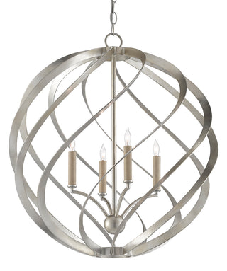 Roussel Four Light Chandelier in Contemporary Silver Leaf