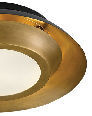 Metaphor Three Light Flush Mount in Antique Brass/Black/White