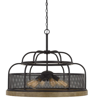 Cal Lighting - FX-3706-6 - Six Light Chandelier - Akaki - Iron/Light Oak