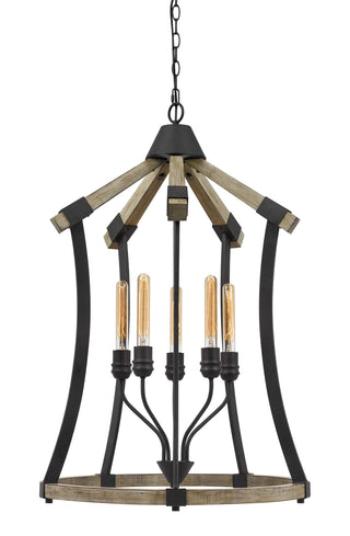 Cal Lighting - FX-3707-5 - Five Light Chandelier - Dali - Iron/Light Oak