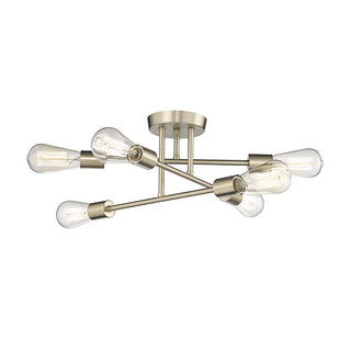 Decco 6-Light Semi-Flush Ceiling Mount Modern Gold