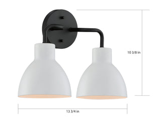 Sloan Two Light Vanity in Matte Black / Matte White