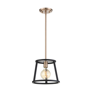 Chassis One Light Mini Pendant in Copper Brushed Brass / Matte Black