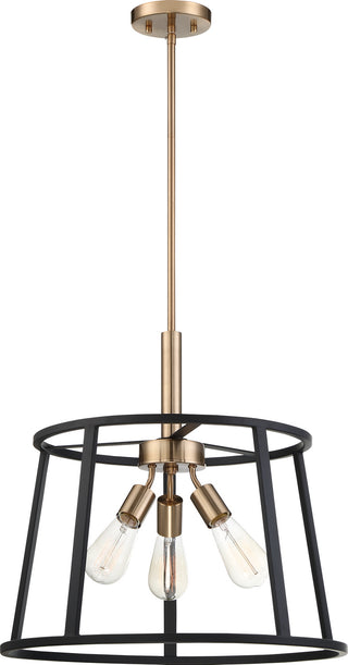 Chassis Three Light Pendant in Copper Brushed Brass / Matte Black