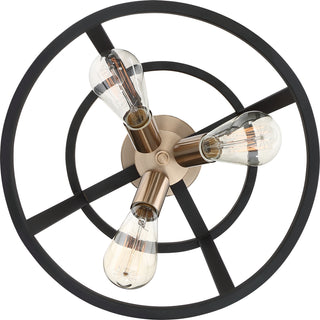 Chassis Three Light Semi Flush Mount in Copper Brushed Brass / Matte Black