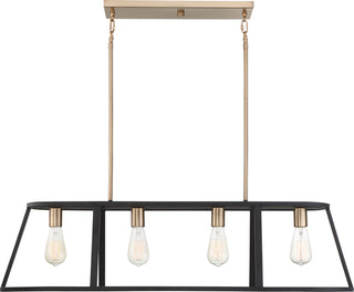 Chassis Four Light Island Pendant in Copper Brushed Brass / Matte Black