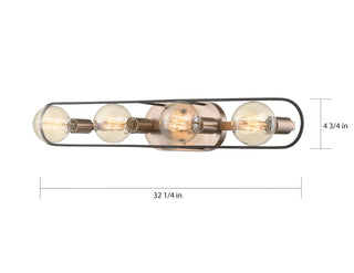 Chassis Four Light Vanity in Copper Brushed Brass / Matte Black