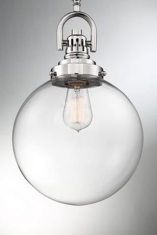 Skyloft One Light Pendant in Polished Nickel / Clear Glass