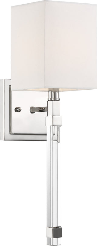 Thompson One Light Wall Sconce in Polished Nickel / White Fabric