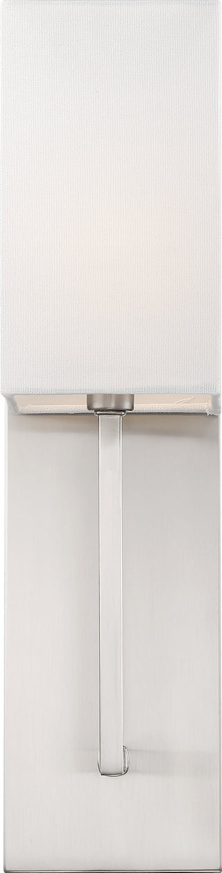 Vesey One Light Wall Sconce in Brushed Nickel / White Fabric