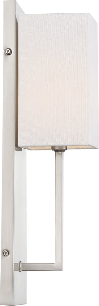 Vesey One Light Wall Sconce in Brushed Nickel / White Fabric