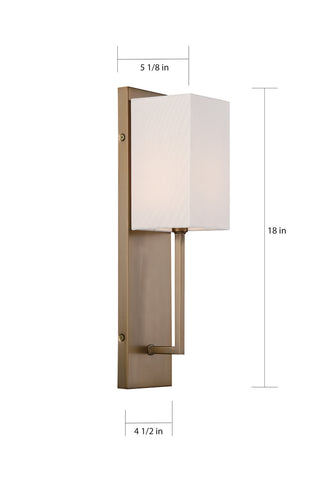 Vesey One Light Wall Sconce in Burnished Brass / White