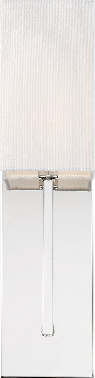 Vesey One Light Wall Sconce in Polished Nickel / White Fabric