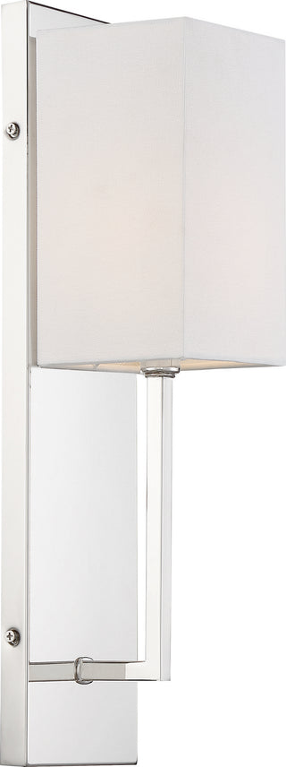 Vesey One Light Wall Sconce in Polished Nickel / White Fabric