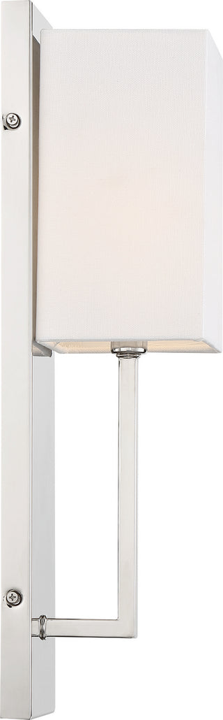 Vesey One Light Wall Sconce in Polished Nickel / White Fabric