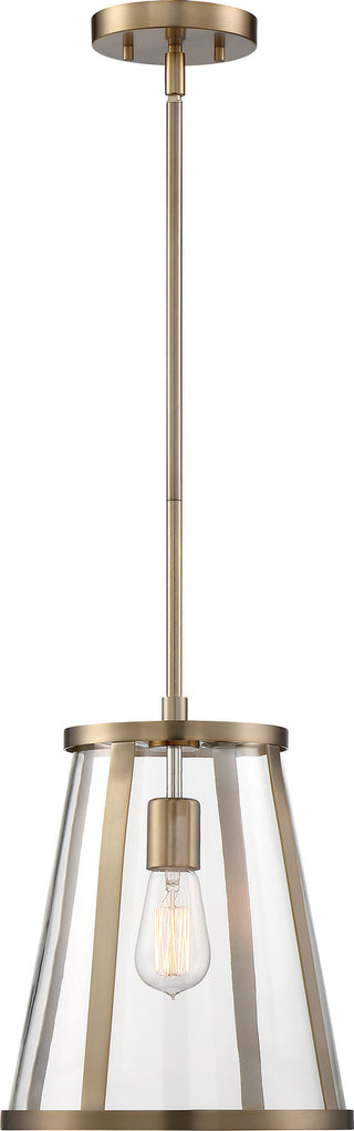 Bruge One Light Pendant in Burnished Brass / Clear