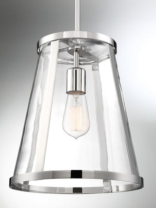 Bruge One Light Pendant in Polished Nickel / Clear Glass