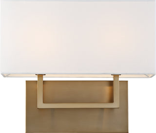 Tribeca Two Light Vanity in Burnished Brass / White