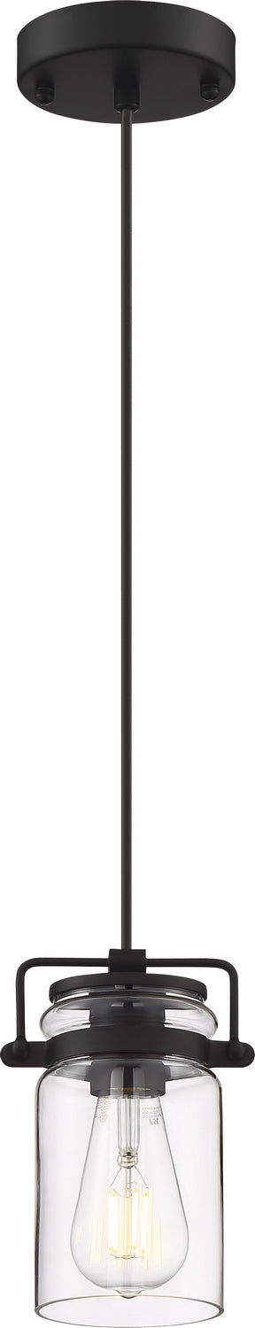 Antebellum One Light Mini Pendant in Matte Black / Clear Glass