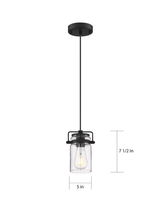 Antebellum One Light Mini Pendant in Matte Black / Clear Glass