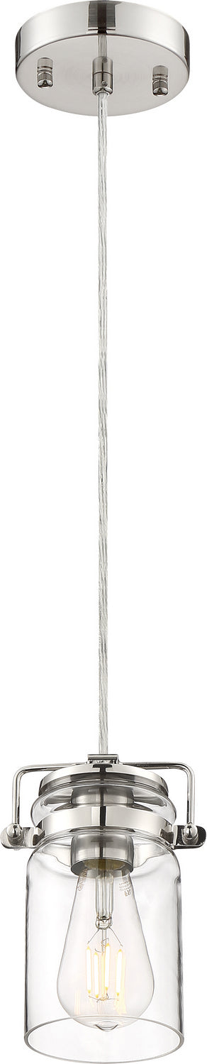 Antebellum One Light Mini Pendant in Polished Nickel / Clear Glass