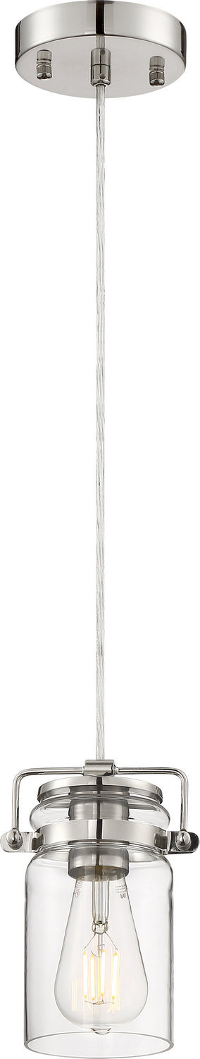 Antebellum One Light Mini Pendant in Polished Nickel / Clear Glass