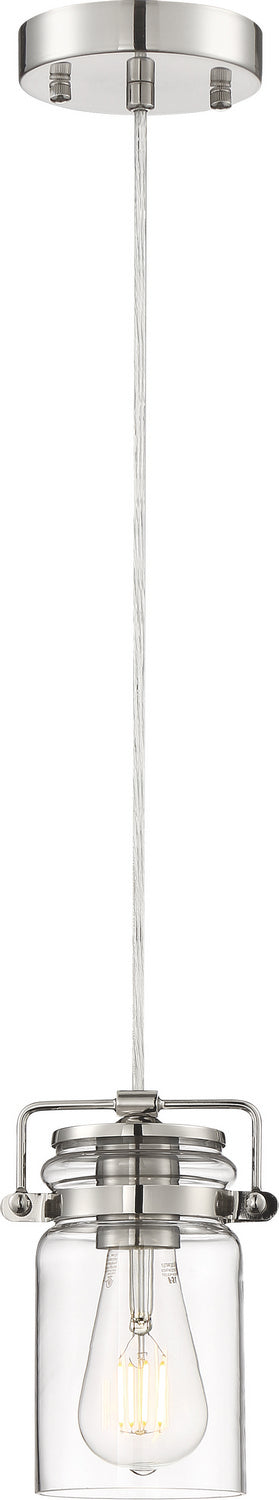 Antebellum One Light Mini Pendant in Polished Nickel / Clear Glass