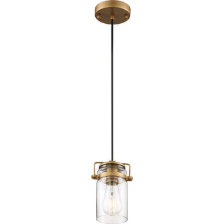 Antebellum One Light Mini Pendant in Vintage Brass / Clear Glass