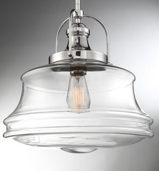 Basel One Light Pendant in Polished Nickel / Clear Glass