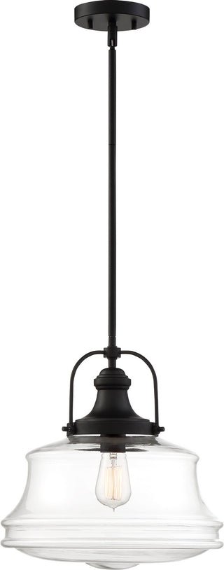 Basel One Light Pendant in Bronze / Clear Glass