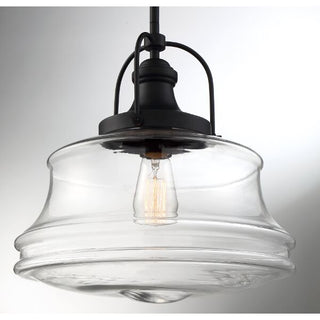 Basel One Light Pendant in Bronze / Clear Glass