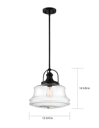 Basel One Light Pendant in Bronze / Clear Glass