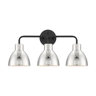 Sloan Three Light Vanity in Matte Black / Polished Nickel