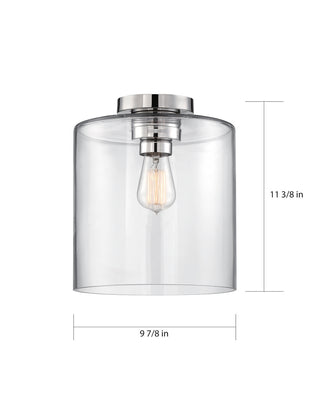 Chantecleer One Light Semi Flush Mount in Polished Nickel / Clear Glass