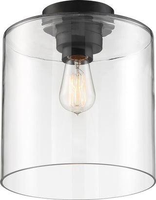 Chantecleer One Light Semi Flush Mount in Matte Black / Clear Glass